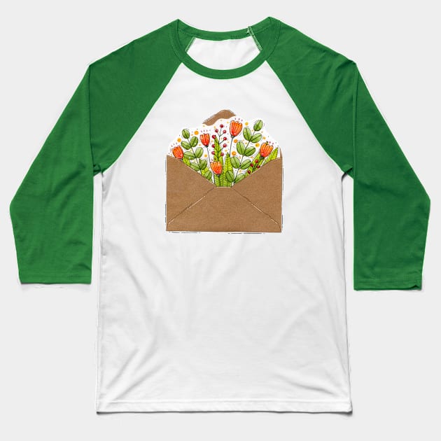 Floral envelope Baseball T-Shirt by Tania Tania